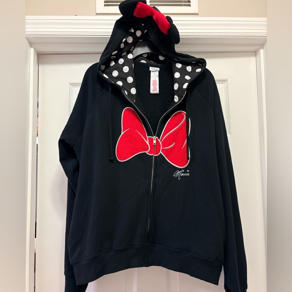 Disney Black and Red Minnie Mouse Women’s Zip Up Hoodie